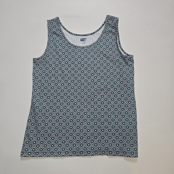 Lands End Green, Blue, White Geometric Print Tank Top Size M‎ 10-12 Sleeveless - Picture 4 of 7